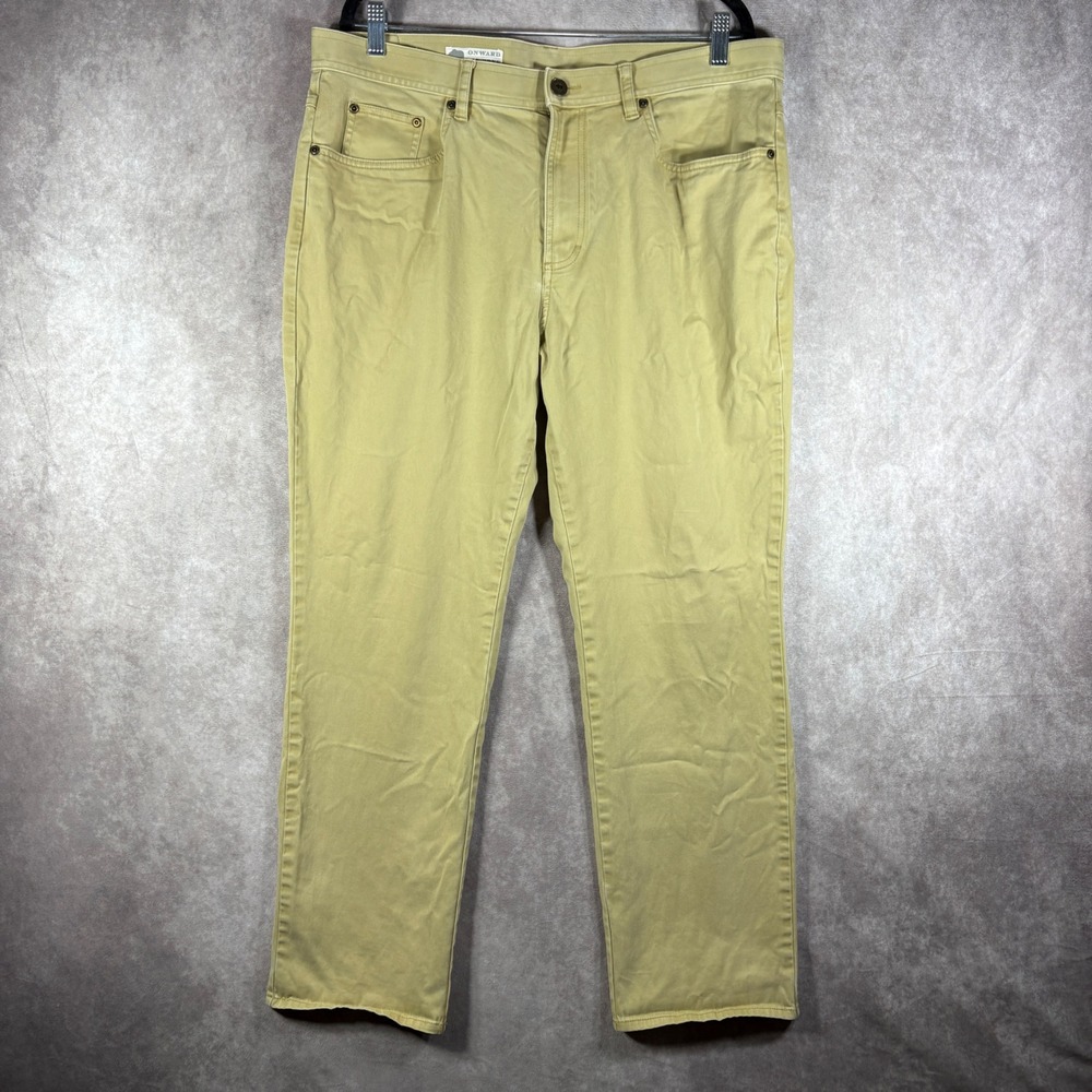 Onward Reserve Pants Mens Size 38x30 Khaki 5-Pocket Chino Stretch Casual Classic